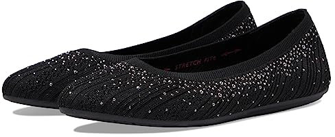 Skechers Damen Cleo 2.0-Glitzy Daze Ballerinas, Schwarzer Glitzer, 38 EU