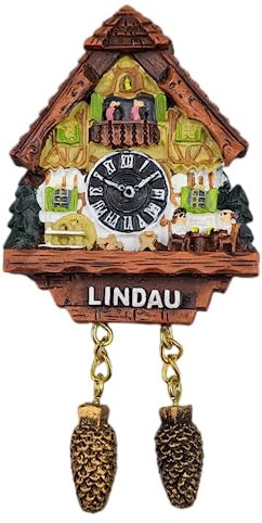 Lindau Germany Kuckucksuhr Kühlschrankmagnet 3D Reise Souvenir Kühlschrank Dekoration Magnetaufkleber Handbemalte Bastelkollektion