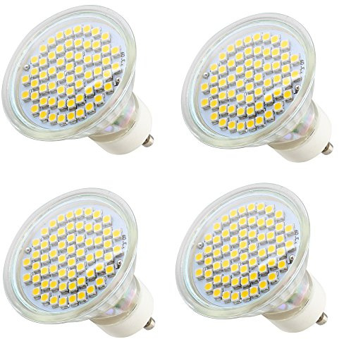 Mengjay 4 Stück GU10 3W LED Rampenlicht Lampe Birne 60x 2835 SMD LEDs LED Strahler Licht LED Leuchtmittel (320LM, Warmweiß 3000K, AC 220V, Ø49*55mm) Energiesparlampe Licht
