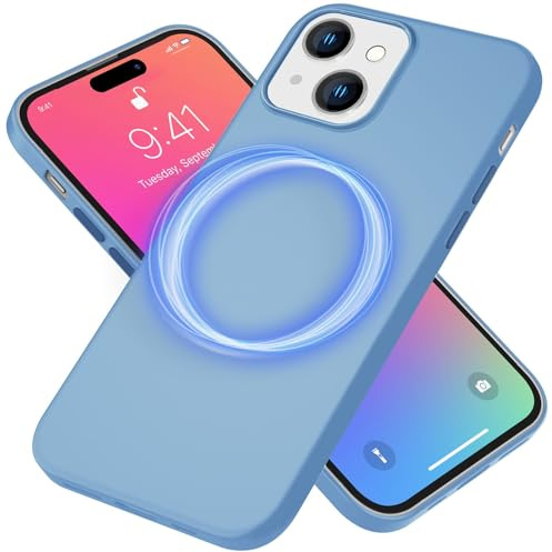 NALIA Magnet Silikonhülle für iPhone 15 - MagSafe kompatibel & Liquid Silicone - SLIQ (Soft-Touch Schutz & Mikrofaser Innen) - Marke aus Berlin, Farbe:Blau