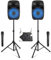 VONYX Home Karaoke Machine with Wireless Microphones, Bluetooth Mixer, Active PA Speaker System, LED Party Lights & Stands Included – Professional Karaoke Sets