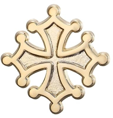 BOBIJOO Jewelry - Pin's épinglette Broche croix occitane du Languedoc doré à l'or fin 25mm