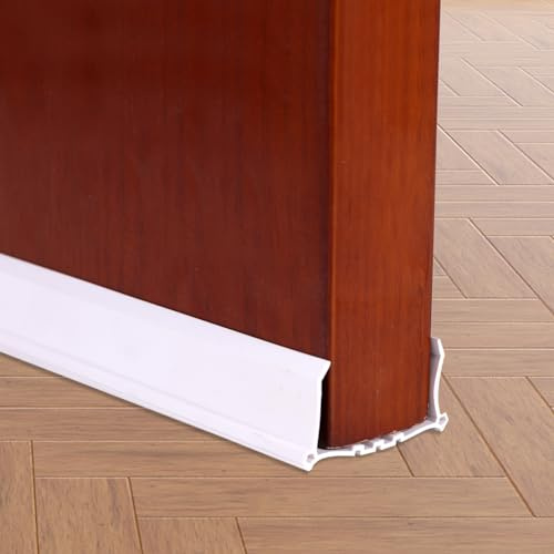 Zugluftstopper für Türen, 96cm PVC-Türnaht-Türboden-Dichtungsstreifen, Zimmertür-Schallschutzstreifen, Türboden-Windschutz, schalldicht, insektensicher, winddicht (Weiß)