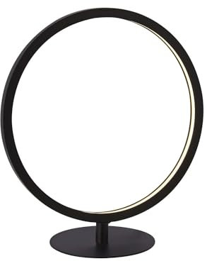 Licht-Erlebnisse LED Tischleuchte dimmbar Ring H: 33 cm Schwarz Weiß 3000 K 338 lm warmweiß Metall Modern Tischlampe Wohnzimmer Nachttischlampe Schlafzimmer