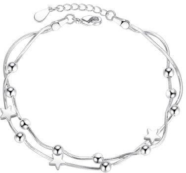 Zeayebsr Sterling Silber Armband für Frauen - Stern und Perle Armband - Geschenke für Sie, Damen Bracelet
