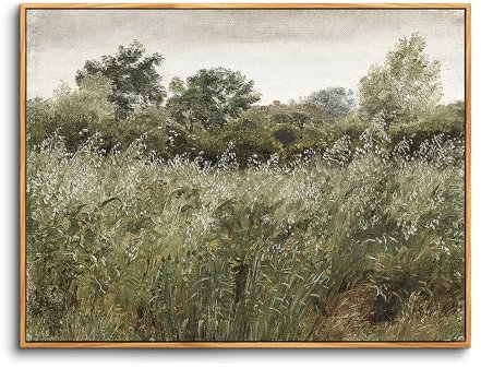 hyidecorart Vintage Leinwand Bilder mit Rahmen Holz, 20x25 cm Klein Wandbilder Wohnzimmer Natur Grün Landschafts Kunstdruck, Wanddeko Schlafzimmer Gemälde Desktop Badezimmer Büro Zimmer Esszimmer