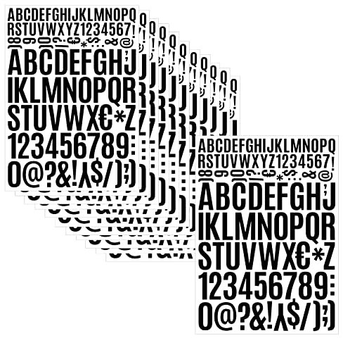 MytaYt 12 Blätter Buchstaben Aufkleber Selbstklebende Klebebuchstaben Zahlen Klebebuchstaben Schwarz Selbstklebende Buchstaben Nummern Aufkleber für Heimwerkerarbeiten Scrapbook Brief Grußkarte Laptop