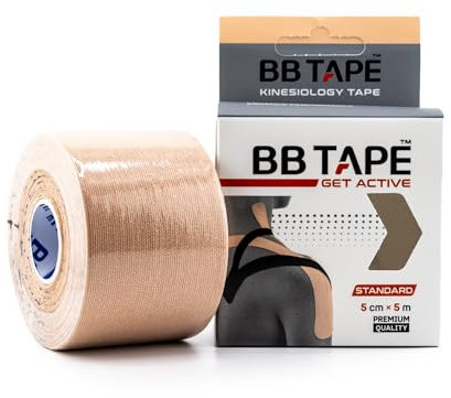 Leonidov | BB Original Kinesiologietape | 5cm x 5m | Hautfarben | Wasserfest | Geeignet für Schulter, Knie, Arm, Bein & Rücken