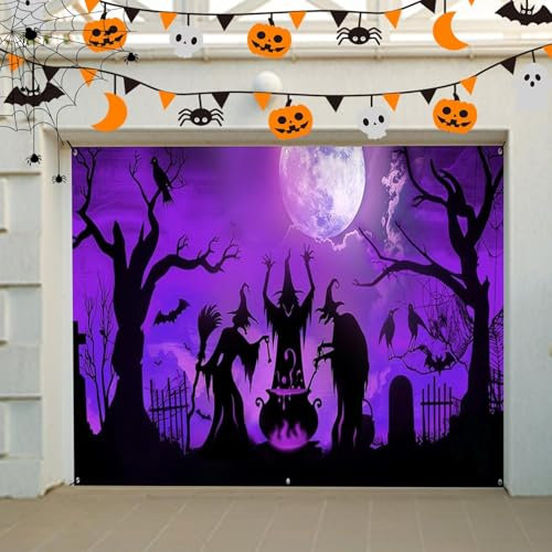 Halloween Garten Garage Aussen Deko Stoff Banner,Langes Halloween Banner für Grusel Halloween Deko,Spukhaus Deko Artikel Requisiten Horror Halloween Wand Tisch Deko, 210 * 150cm (210 * 150cm)