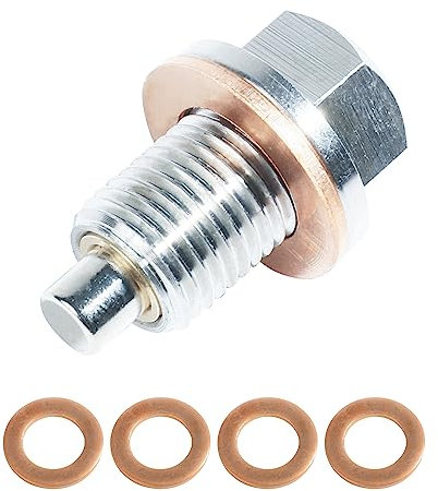 Flaconi M14x1.5 Tappo Di Scarico Dell'olio Magnetico per Auto,Tappo Olio Motore,Guarnizione Magnetica per Vasca Dell'olio,Bullone Tappo Coppa Olio con Rondella Rame,Universale per Auto(M12x1.25)