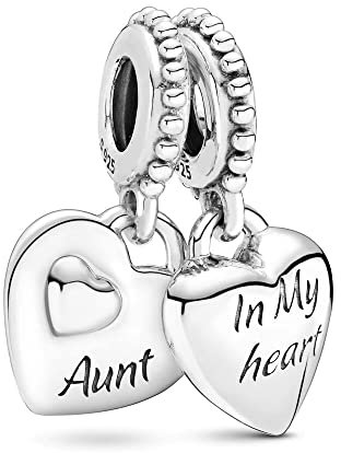 Wedanor Charme Tante, Nichte Split Heart Charme Charms Anhänger 925 Sterling Silber Charm Pendant für Europäische Armbänder und Halsketten