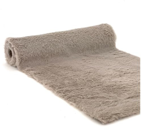 heimtexland ® Deko Fell Tischläufer Platzset Winter Plüsch Tischdeko Weihnachten 28x200 zuschneidbar DIY Tischband Typ902 Taupe