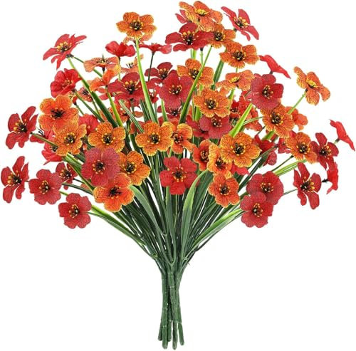 N&T NIETING Flores artificiales de otoño, 6 paquetes de flores artificiales para otoño, plantas de balcón, resistentes a los rayos UV, ramas de otoño, decoración de otoño para interior, exterior