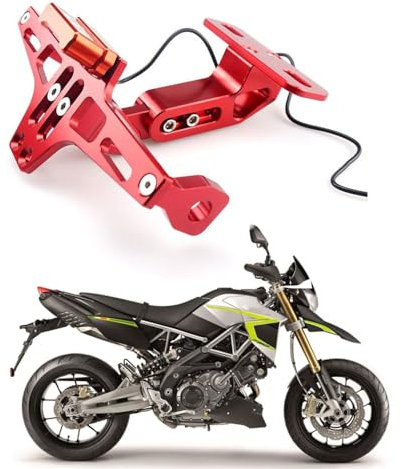 Einstellbare Motorrad Kennzeichen mit LED-Licht für Aprilia Dorsoduro 750 900 1200 SMV 750 Lizenz Kennzeichen Halter Nummernschildhalterung Kennzeichenhalterung,2