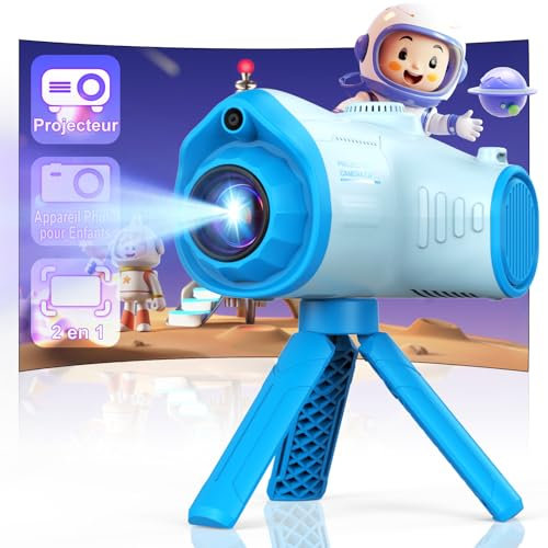 CHAKEYAKE Camara Fotos Infantil con Función de Proyección, Camara de Fotos para Niños 1080P HD con Trípode, Tarjeta SD 32G, Baterías 2500 mAh, Regalo para Niñas y Niños 3 4 5 6 7 8 9 10 11 12 Años