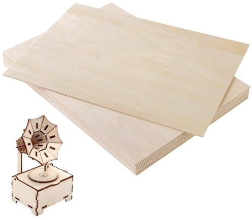 JEUIHAU 12 PCS A3 Plywood Sheets, 420 x 300 x 3 mm Basswood Sheets Unfinished Plywood Board Wood Sheet for Crafts, Painting, Engraving, Home Decor, Laser Cutting
