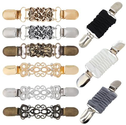 JSTHHTT 9 Pièces Pinces à Pull, Pince à Cardigan, Clips de Pull Vintage, Cardigan Clip, Shawl Clip, Clips à Cardigan Rétro, pour Femmes Filles, pour Cardigans, Capes, Robes et Chemises