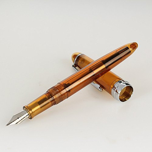 cfpqv Jinhao 992 Spiral Transparent Colourful Nib Fountain Pen Wood Burning (Coffee, One Size)