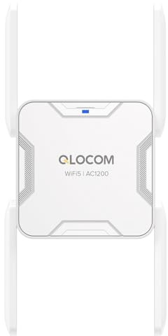 QLOCOM WLAN Verstärker, WiFi Extender Booster, 1200Mbps Hochleistung mit 4 Antennen xgvyuwiodja