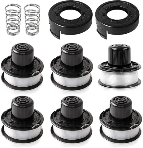 MALNDTK Bobine de fil Compatible avec BLACK+DECKER GL250/GL310/GL360,Compatible BLACK+DECKER Bobine de fil de rechange RS-136; RS-136-BKP,Couvercle 682378-02(6 bobines + 2 couvercle + 2 ressort)