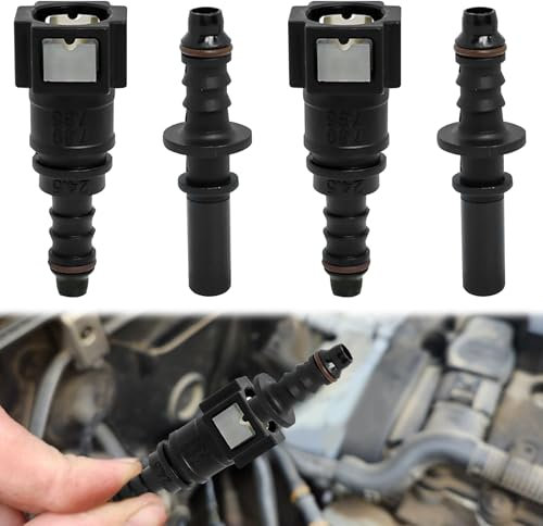 Huybaa Dritto Auto Carburante, 2 Set 7,89 mm a 8 mm Flessibile Rapido Rilascio Connettore, Raccordo Rapido Tubo Benzina, Kit Connettore Accoppiatore a Sgancio Rapido per Tubo Flessibile in Linea