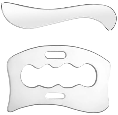 Gua Sha Edelstah, 2Pcs Gua Sha Stein, Großes gua-sha Massagegerät mit Griff, Guasha Scraping Massage Tool, Körper Guasha Tools für Muskelentspannung & Schmerzlinderung