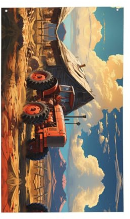 Rote Traktor-Flagge, dekorative Outdoor-Flagge, 90 x 152 cm, vertikales Polyester-Banner