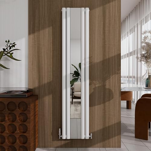 Acezanble 1800x381mm Modern Vertical Mirror Radiator White Oval Column Designer Central Heating Radiator
