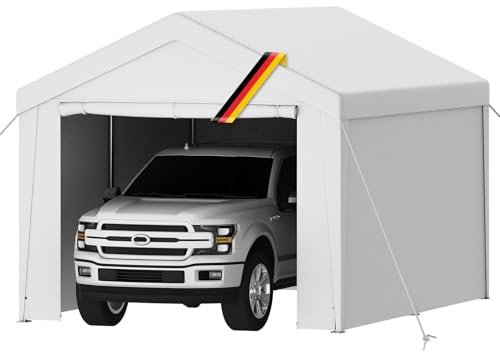Kuro-sagol Tonnelle Carport, 3x4m, avec 4 Parois Latérales, Imperméable et Résistante aux UV, Résistante à l'hiver, avec Tubes en Acier Galvanisé, pour Jardin, Fête et Entrepôt, Blanc