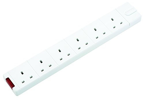 Masterplug SXG-MP Permaplug Range Six Socket Trailing Socket with Power Indicator, without Plug and Cable, 13 Amp, White