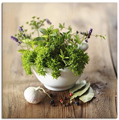 ARTLAND Wanddeko Leinwand Bilder Wandbild Kräuter Gewürze Lebensmittel Essen Modern Landhaus Petersilie T5QG
