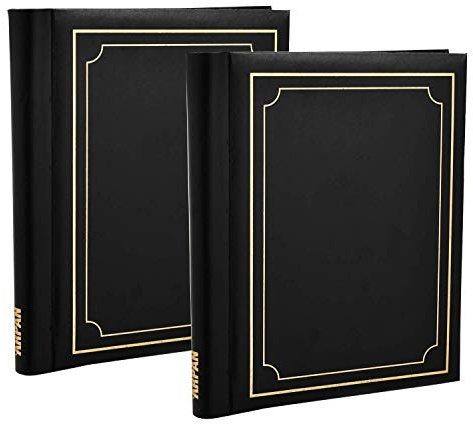 Arpan 2 Pack of Photo Albums Self Adhesive Large Picture Book Modern Style Wiro Binder Totaling 40 Sheets 80 Sides In Black/Blue/Red/Vintage Birds/Butterfly (Black)