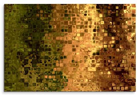 120x80cm Leinwandbild auf Keilrahmen Hintergrund Kunst abstrakt Pixel grün braun gelb Wandbild auf Leinwand als Panorama