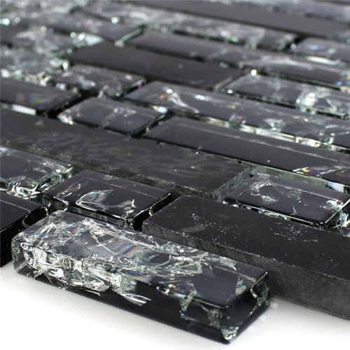 Glas Marmor Mosaikfliesen Schwarz Malawi Bruchglas Verbund