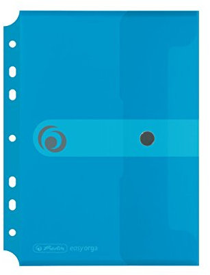 Herlitz 11293826 Polypropylen (PP) blaue Ordnungsmappe – Ordnungsmappen (Polypropylen (PP), blau, transparent, A5, Hochformat, Druckknopf)