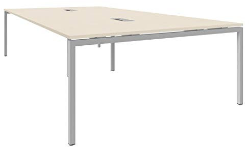 Weber Büroleben GmbH NOVA Konferenztisch 320x164cm Ahorn mit ELEKTRIFIZIERUNG Besprechungstisch Tisch, Gestellfarbe:Silber