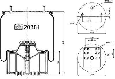 febi bilstein 20381 Air Spring with steel piston, pack of one