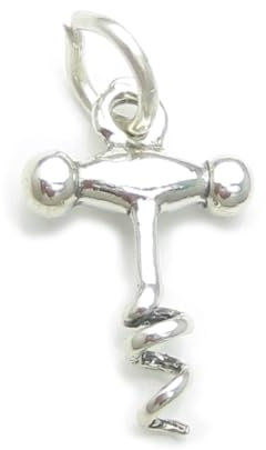 Tire-bouchon en argent sterling .925 x 1 charmes de bouteille de vin de tire-bouchon
