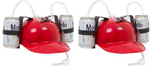 EZ Drinker Beer & Soda Guzzler Red Drinking Helmet (2 Pack)