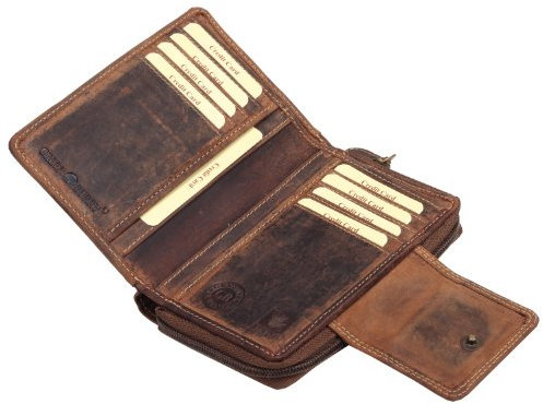 Greenburry Vintage Portemonnaie Leder Geldbörse braun | 14,5x10x3cm
