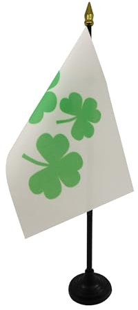 AZ FLAG - Tischflagge Irischer Klee Shamrock - 15x10 cm Goldene Splitze - Irland Tischfahne 10 x 15 Cm - Flaggen