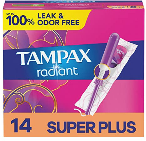 Tampax Radiant Tampons, Super Plus Saugfähigkeit, geruchlos, 14 Stück (Verpackung kann variieren)