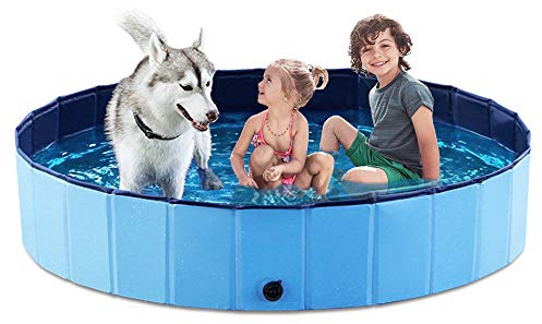 Jasonwell Foldable Dog Pet Bath Pool Collapsible Dog Pet Pool Bathing Tub Kiddie Pool Doggie Wading Pool for Puppy Small Medium Large Dogs Cats and Kids 63 Blue