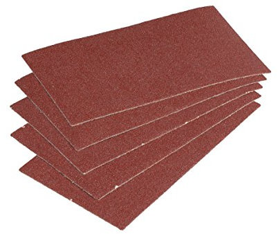 wolfcraft Haft-Schleifstreifen 125 x 70 mm I 2961000 I Korund, Korn 80 I für Holz, Metall und Kunststoff I für Handschleifer geeignet I 5 Stück