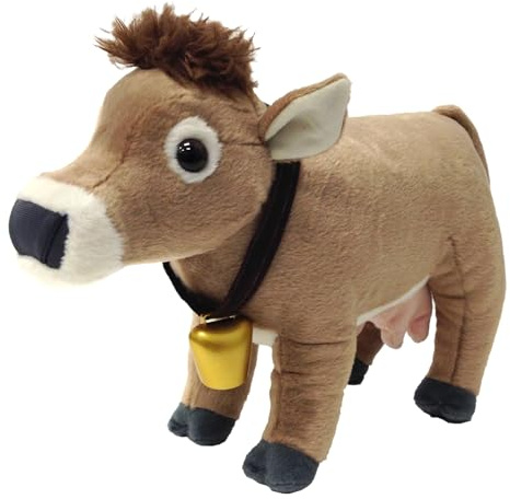 Wild Republic Alpenkuh mit Glocke Plüschtier, Cuddlekins Stofftier, Kuscheltier 30 cm, Braun