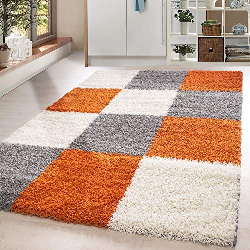 HomebyHome Shaggy Teppich Wohnzimmer 160 x 230 cm - Shaggy Teppich Hochflor Terrakotta Extra Weich und Flauschig - Waschbarer Langflor Teppiche für Schlafzimmer, Küche, Flur - Carpet, Halı, Kilim