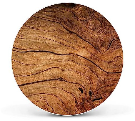 banjado® Magnettafel Ø 47cm Weiß/Magnetwand aus Metall/Magnetpinnwand als Memoboard Pinnwand Magnettafel Küche, Büro, Kinderzimmer inkl. 4 Magnete & Montageset - Motiv Trockenes Holz
