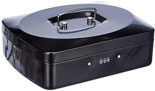 WEDO 146321Z,Coffret à monnaie, taille 4 noir/blanc avec serrure à combinaison 25x19x9 cm