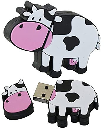 128GB Vache Forme clé USB USB 2.0 Le Stockage de données Stylo avec Cordon Pouce mémoires Flash clé USB (White)