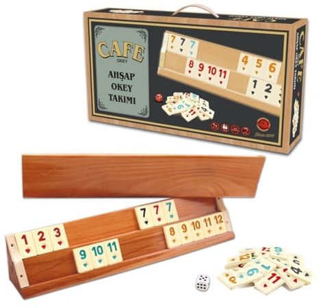 Holz Rummy Set mit Melamin Steine Echtholz Ahsap Okey Takimi